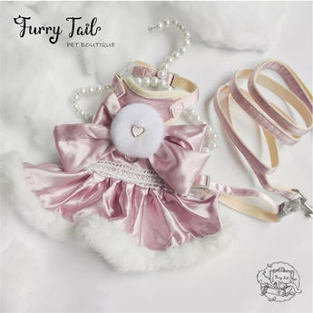 Luxury Velvet Plush Princess Dress Harness & Leash Set