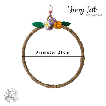 Floral Pet Bird Parrot Stand Hanging Rope Swing Ring Toy
