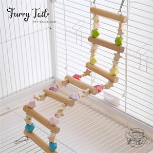 Rainbow Pet Bird Parrot Playing Toy Wooden Stand Climbing Ladder