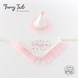 Pearl Dog Cat Birthday Bandana Outfit Bib Set Party Hat Big Size
