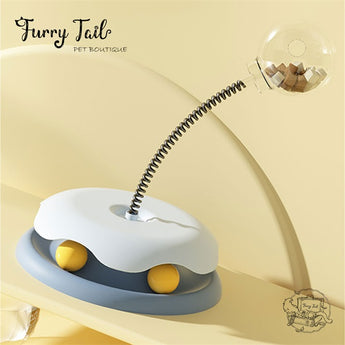 Interactive Cat Treat Dispenser Turntable Toy Track Roller & Balls