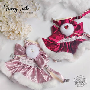 Luxury Velvet Plush Princess Dress Harness & Leash Set