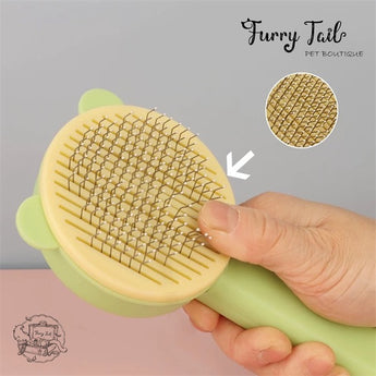 Ear Shape Pet Dog Cat Self-Clean Slicker Grooming Comb Brush