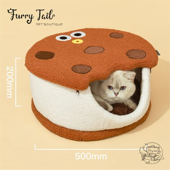 Purlab Cookie Biscuit Semi-enclosed Pet Dog Cat Bedding House