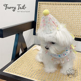 HBD Letters Pet Dog Cat Birthday Bandana Outfit Bib Set With Party Hat