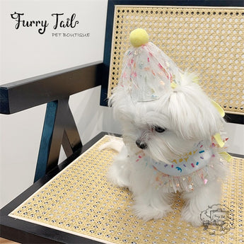HBD Letters Pet Dog Cat Birthday Bandana Outfit Bib Set With Party Hat