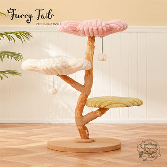 Cmisstree - Flower Wood Multi-layered Cat Tree Climber Scratching Post