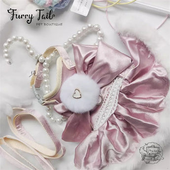 Luxury Velvet Plush Princess Dress Harness & Leash Set
