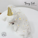 Golden Daisy HBD Dog Cat Birthday Bandana Outfit Bib Set Party Hat
