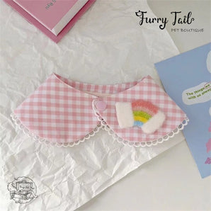 Rainbow/Bear Plaid Dog Cat Small Pet Bib Cape Accessories Bandana