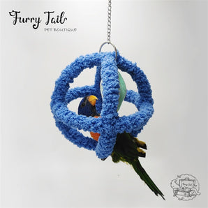 Soft Pet Bird Parrot Star Playing Chew Toy Stand Swing Ring Ball