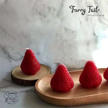 Ins Strawberry Candles Pet Birthday Cake Decoration