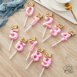 Ins Pink Number Candles Pet Birthday Cake Decoration