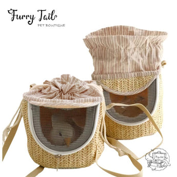 Japanese Style Grass Weaving Pet Bird Parrot Small Pet Carrier Bag