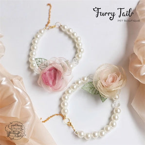 Pearl Flowers Jewelry Necklace For Small Dog Large Dog Cat Small Pet
