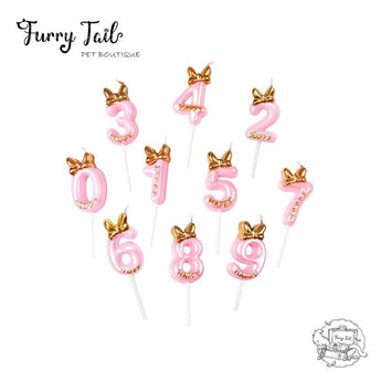 Ins Pink Number Candles Pet Birthday Cake Decoration