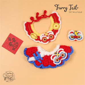 New Year-themed Dog Cat Small Pet Bib Cape Hat Accessories Bandana