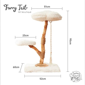 Cmisstree - Cloud Wood Cat Tree Climber Scratching Post Hanging Hammock