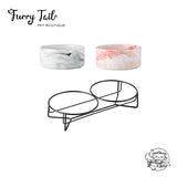 Marbled Pattern Pet Dog Cat Ceramic Bowl with Iron Rack