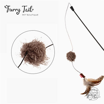 GIGWI Interactive Cat Feather Teaser Wand Toy TPR handle