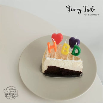 HBD+2♥  Heart Cake Decoration Birthday Candles 5PCS