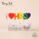 HBD+2♥  Heart Cake Decoration Birthday Candles 5PCS