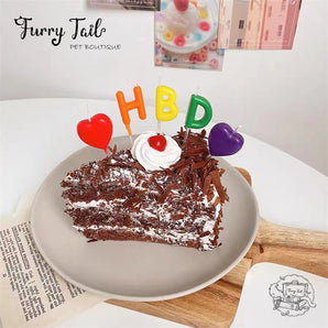 HBD+2♥  Heart Cake Decoration Birthday Candles 5PCS