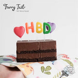HBD+2♥  Heart Cake Decoration Birthday Candles 5PCS