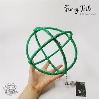 Pet Bird Parrot Playing Toy Stand Hanging Rope Swing Ring Ball