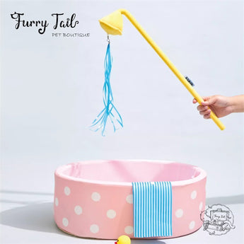 Purlab Bathtub Style Pet Dog Cat Cushion Bed With Teaser Wand