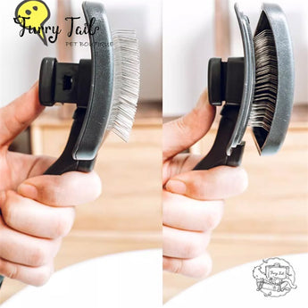 Pet Grooming Self-Clean Slicker Fine Flea Comb Porcupine Brush