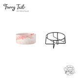 Marbled Pattern Pet Dog Cat Ceramic Bowl with Iron Rack
