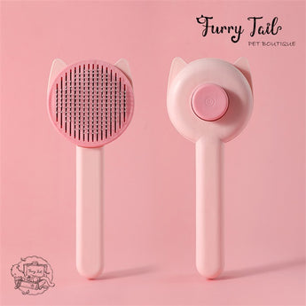 Ear Shape Pet Dog Cat Self-Cleaning Grooming Comb Shedding Brush