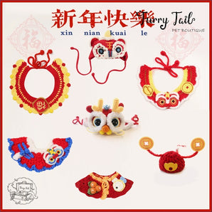 New Year-themed Dog Cat Small Pet Bib Cape Hat Accessories Bandana
