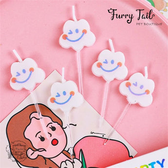 Ins Smiling Cloud Candles Pet Birthday Cake Decoration
