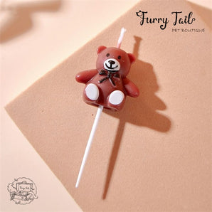 Ins Teddy Bear Pet Birthday Candles Cake Decoration