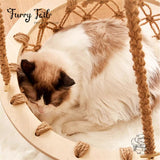Cmisstree - Cloud Wood Cat Tree Climber Scratching Post Hanging Hammock
