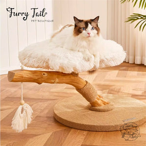Cmisstree - Cloud Wood Cat Tree Climber Scratching Post Hanging Hammock