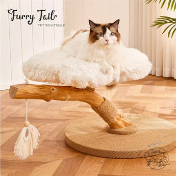 Cmisstree - Cloud Wood Cat Tree Climber Scratching Post Hanging Hammock